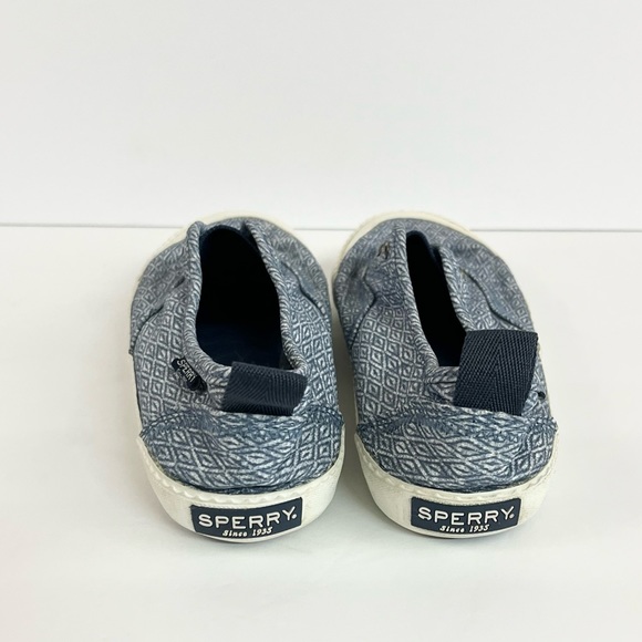 Sherry Slip On Blue White Geometric Print Elastic Stretch Women’s Shoes Size 7 - Picture 6 of 13